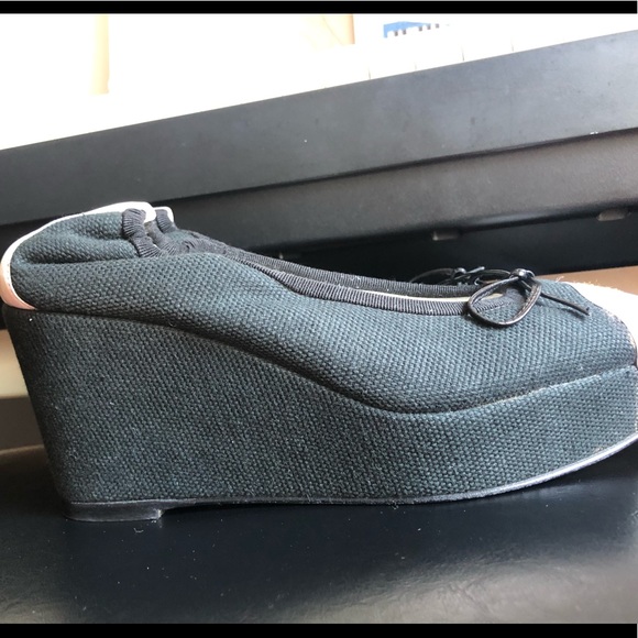 AUTHENTIC CHANEL CAP TOE WEDGE PLATFORM SHOES 36.5 - Picture 8 of 8